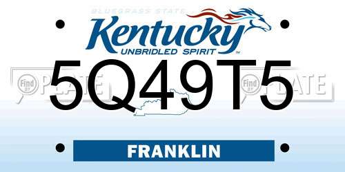 5Q49T5 Kentucky License Plate