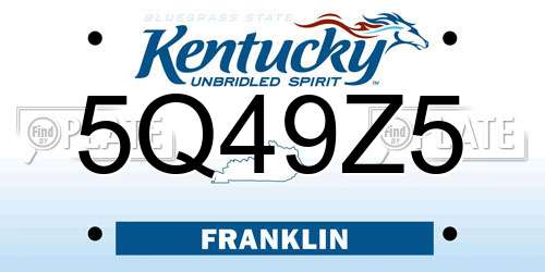 5Q49Z5 Kentucky License Plate