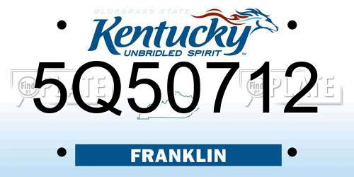 5Q50712 Kentucky License Plate