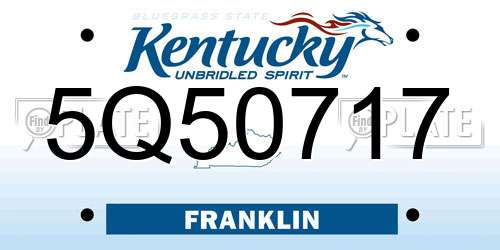 5Q50717 Kentucky License Plate