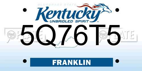 5Q76T5 Kentucky License Plate