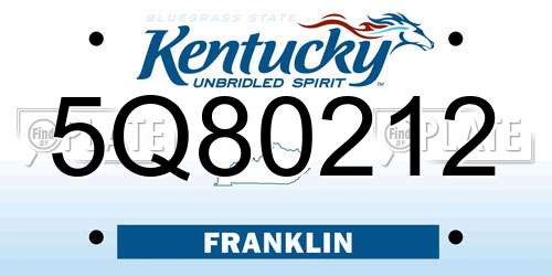 5Q80212 Kentucky License Plate