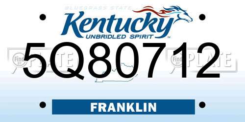 5Q80712 Kentucky License Plate