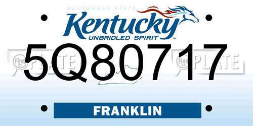 5Q80717 Kentucky License Plate
