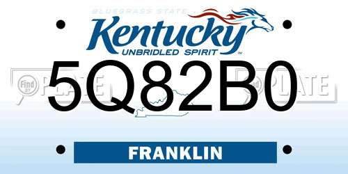 5Q82B0 Kentucky License Plate