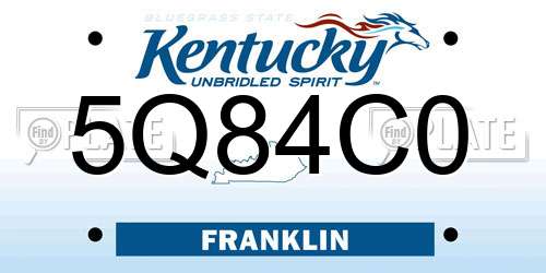 5Q84C0 Kentucky License Plate