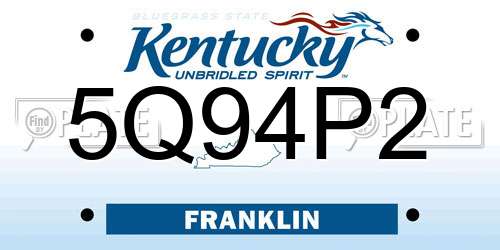 5Q94P2 Kentucky License Plate