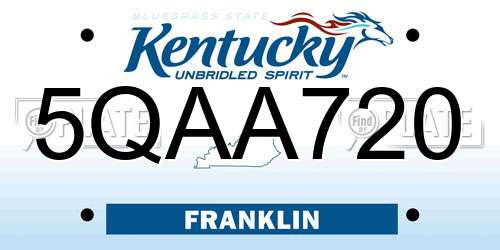 5QAA720 Kentucky License Plate