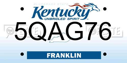 5QAG76 Kentucky License Plate