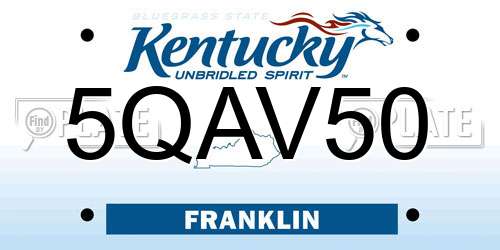 5QAV50 Kentucky License Plate