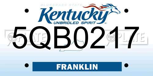 5QB0217 Kentucky License Plate