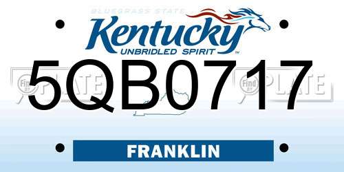 5QB0717 Kentucky License Plate