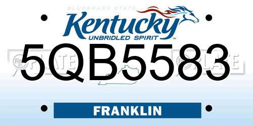 5QB5583 Kentucky License Plate