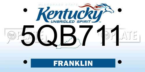 5QB711 Kentucky License Plate