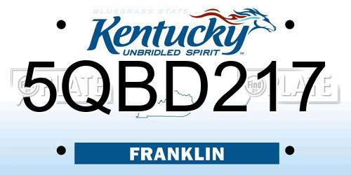 5QBD217 Kentucky License Plate