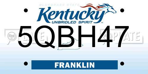 5QBH47 Kentucky License Plate