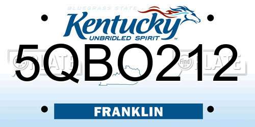 5QBO212 Kentucky License Plate