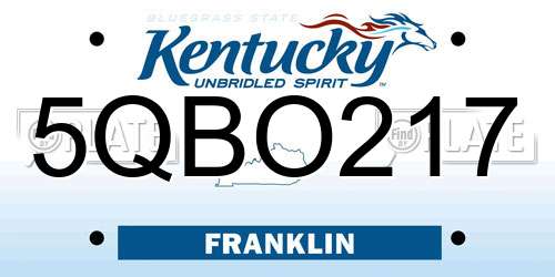 5QBO217 Kentucky License Plate