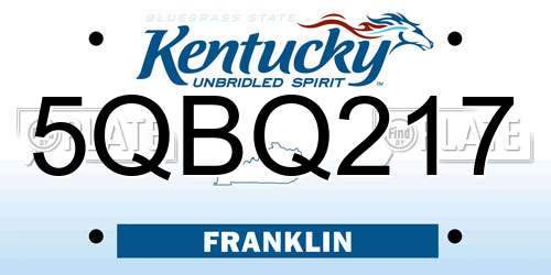 5QBQ217 Kentucky License Plate