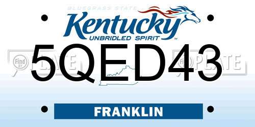 5QED43 Kentucky License Plate