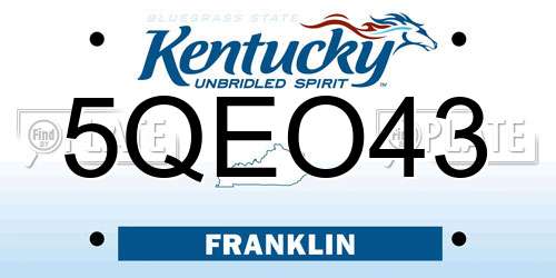 5QEO43 Kentucky License Plate