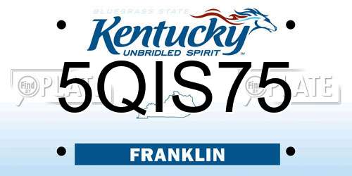 5QIS75 Kentucky License Plate
