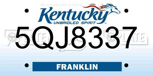 5QJ8337 Kentucky License Plate