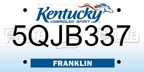 5QJB337 Kentucky License Plate