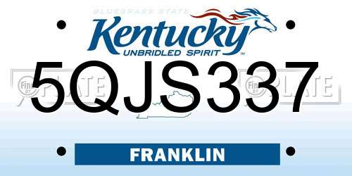 5QJS337 Kentucky License Plate