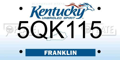 5QK115 Kentucky License Plate
