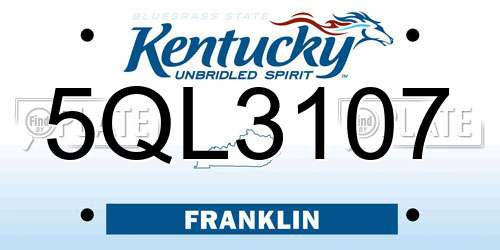 5QL3107 Kentucky License Plate