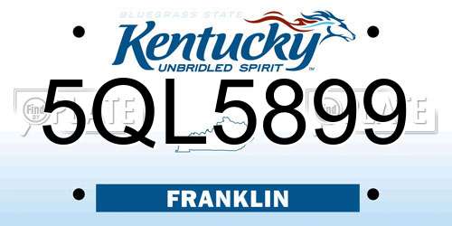 5QL5899 Kentucky License Plate