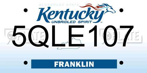 5QLE107 Kentucky License Plate