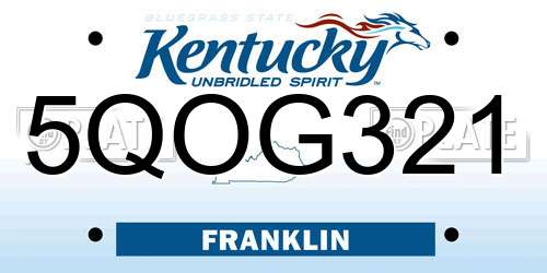 5QOG321 Kentucky License Plate