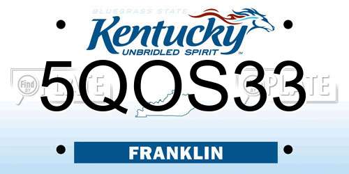5QOS33 Kentucky License Plate