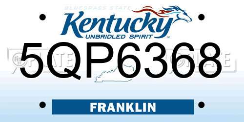 5QP6368 Kentucky License Plate
