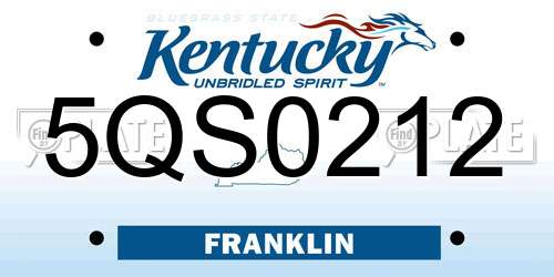 5QS0212 Kentucky License Plate