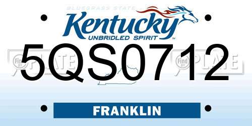 5QS0712 Kentucky License Plate