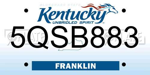 5QSB883 Kentucky License Plate