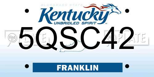 5QSC42 Kentucky License Plate