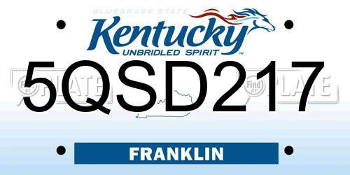 5QSD217 Kentucky License Plate