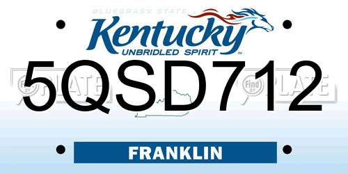 5QSD712 Kentucky License Plate