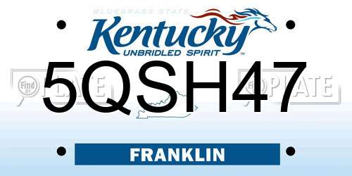 5QSH47 Kentucky License Plate