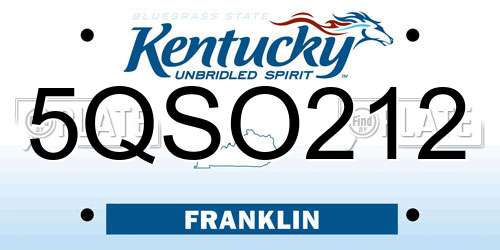 5QSO212 Kentucky License Plate
