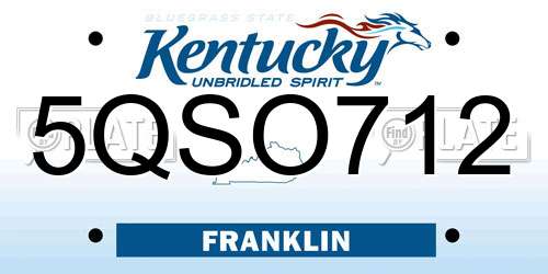 5QSO712 Kentucky License Plate