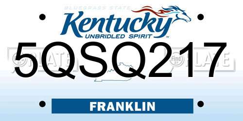 5QSQ217 Kentucky License Plate