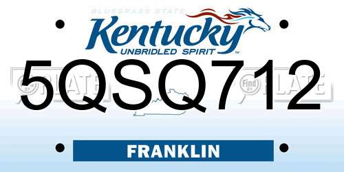 5QSQ712 Kentucky License Plate