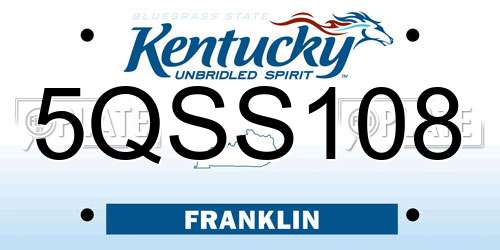 5QSS108 Kentucky License Plate