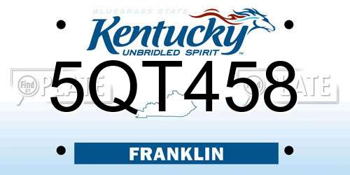 5QT458 Kentucky License Plate