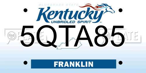 5QTA85 Kentucky License Plate